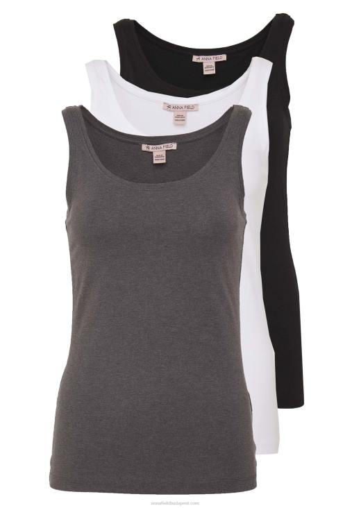 Anna Field nők alap tank 3er pack felső fekete fehér mottl RTVD434 - Image 1