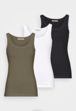 Anna Field nők alap tank 3er pack top fekete/fehér/khaki RTVD397 - Image 7