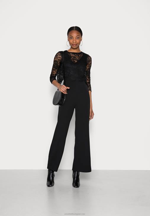 Anna Field nők alkalmi szett levehető csipke felső v nyakú ujjatlan jumpsuit jumpsuit fekete RTVD906 - Image 2