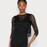 Anna Field nők alkalmi szett levehető csipke felső v nyakú ujjatlan jumpsuit jumpsuit fekete RTVD906