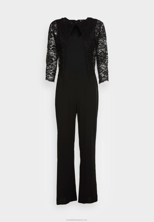 Anna Field nők alkalmi szett levehető csipke felső v nyakú ujjatlan jumpsuit jumpsuit fekete RTVD906 - Image 4