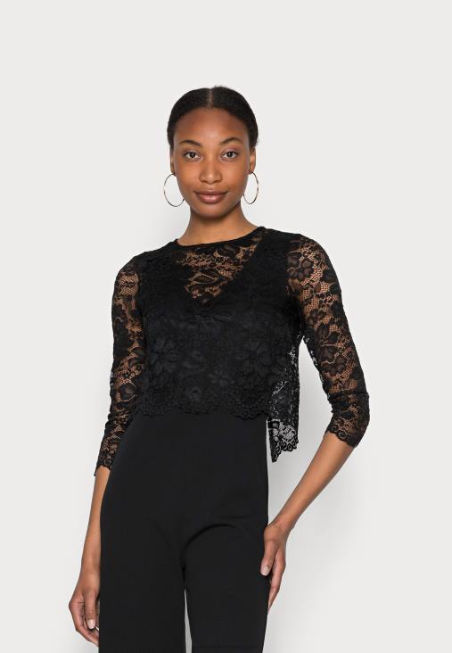 Anna Field nők alkalmi szett levehető csipke felső v nyakú ujjatlan jumpsuit jumpsuit fekete RTVD906 - Image 1