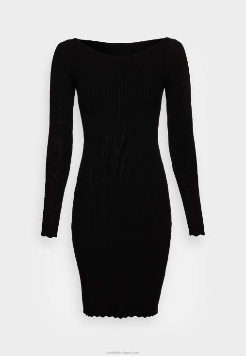 Anna Field nők boat ausschnitt mini stricckleid mit geschweiften rndern jumper ruha fekete RTVD230 - Image 1