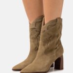 Anna Field nők bőr cowboy/biker bokacipő khaki RTVD2051