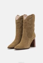 Anna Field nők bőr cowboy/biker bokacipő khaki RTVD2051 - Image 3