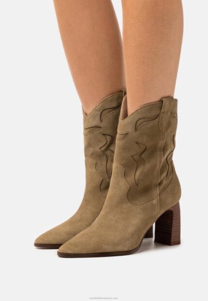 Anna Field nők bőr cowboy/biker bokacipő khaki RTVD2051