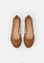 Anna Field nők bőr peeptoe balettpumpák konyak RTVD2125 - Image 6