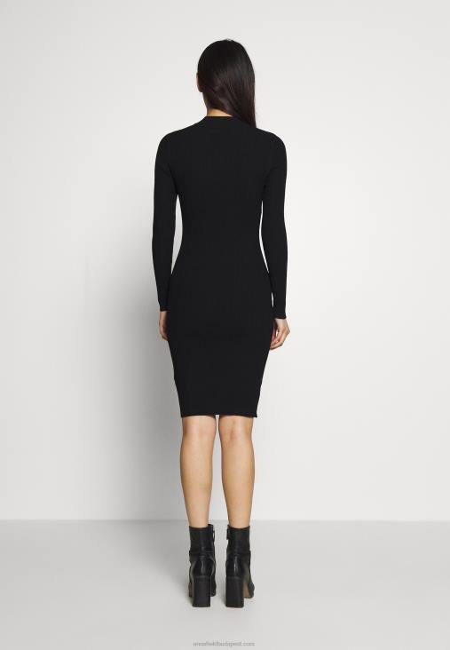 Anna Field nők crew ausschnitt bodycon ripp mini stricckleid shift ruha fekete RTVD204 - Image 2