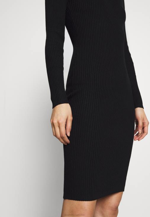 Anna Field nők crew ausschnitt bodycon ripp mini stricckleid shift ruha fekete RTVD204 - Image 5