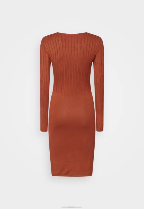 Anna Field nők crew ausschnitt ripp felső bodycon mini stricckleid shift ruha barna RTVD202 - Image 2