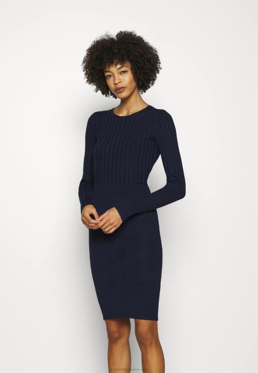 Anna Field nők crew ausschnitt ripp felső bodycon mini stricckleid shift ruha sötétkék RTVD205 - Image 1