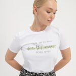 Anna Field nők nyomtatott póló fehér RTVD239