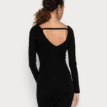 Anna Field nők ofener rcken bodycon mini stricckleid shift ruha fekete RTVD193