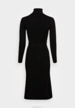 Anna Field nők rollkragen ripp mini stricckleid mit grtel jumper ruha fekete RTVD234 - Image 2