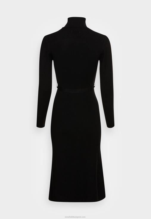 Anna Field nők rollkragen ripp mini stricckleid mit grtel jumper ruha fekete RTVD234 - Image 2