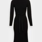 Anna Field nők rollkragen ripp mini stricckleid mit grtel jumper ruha fekete RTVD234