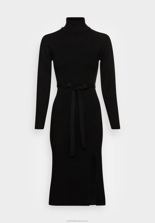 Anna Field nők rollkragen ripp mini stricckleid mit grtel jumper ruha fekete RTVD234 - Image 1