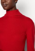 Anna Field nők rollkragen ripp mini stricckleid mit grtel jumper ruha piros RTVD232 - Image 6