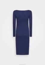 Anna Field nők v ausschnitt bodycon midi stricckleid shift ruha sötétkék RTVD214 - Image 2