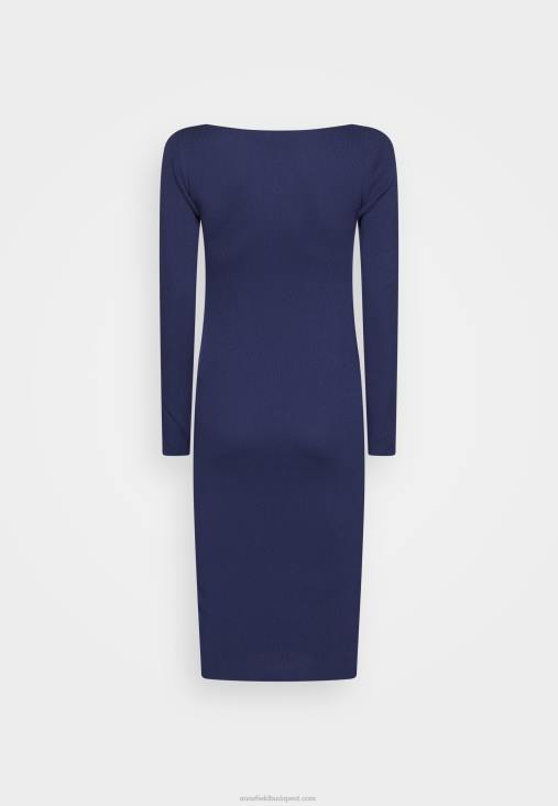 Anna Field nők v ausschnitt bodycon midi stricckleid shift ruha sötétkék RTVD214 - Image 2