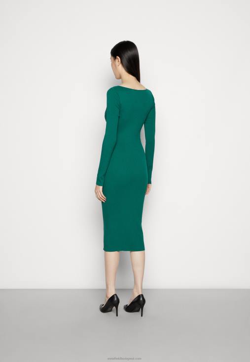 Anna Field nők v ausschnitt bodycon midi stricckleid shift ruha zöld RTVD196 - Image 3