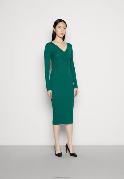 Anna Field nők v ausschnitt bodycon midi stricckleid shift ruha zöld RTVD196 - Image 1