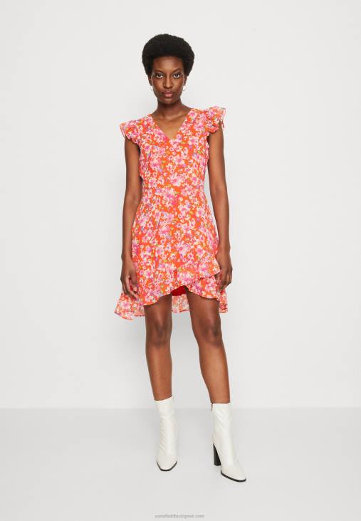 Anna Field nők volant rövid ruha nappali ruha piros/többszínű RTVD10 - Image 1