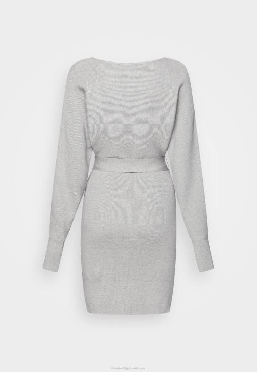 Anna Field nők wrap v ausschnitt mini stricckleid mit grtel shift ruha foltos szürke RTVD216 - Image 2