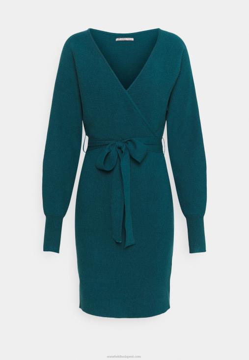 Anna Field nők wrap v ausschnitt mini stricckleid mit grtel shift ruha mély kékeszöld RTVD207 - Image 1