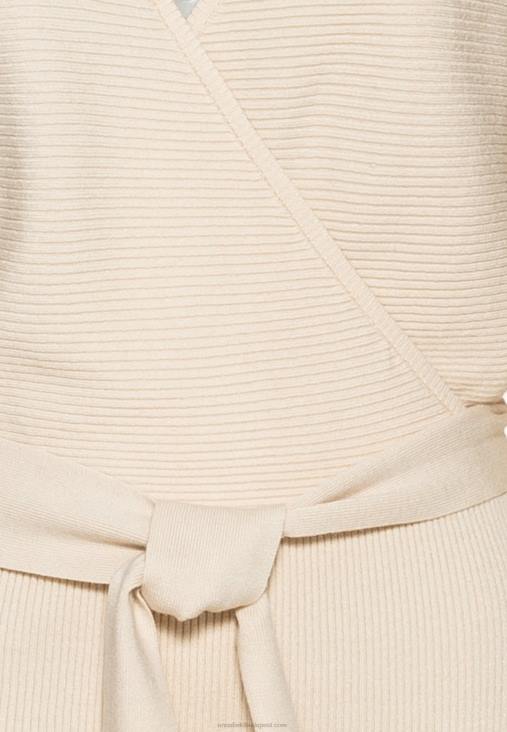 Anna Field nők wrap v ausschnitt mini stricckleid mit grtel shift ruha törtfehér RTVD203 - Image 3