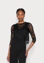 Anna Field nők alkalmi szett levehető csipke felső v nyakú ujjatlan jumpsuit jumpsuit fekete RTVD906