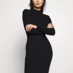 Anna Field nők crew ausschnitt bodycon ripp mini stricckleid shift ruha fekete RTVD204