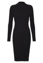 Anna Field nők crew ausschnitt bodycon ripp mini stricckleid shift ruha fekete RTVD204 - Image 4