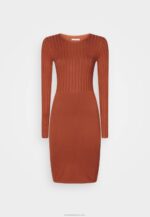 Anna Field nők crew ausschnitt ripp felső bodycon mini stricckleid shift ruha barna RTVD202