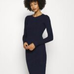 Anna Field nők crew ausschnitt ripp felső bodycon mini stricckleid shift ruha sötétkék RTVD205