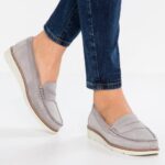 Anna Field nők kényelmes bőr slip-ons szürke RTVD1784