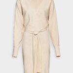 Anna Field nők wrap v ausschnitt mini stricckleid mit grtel shift ruha törtfehér RTVD203